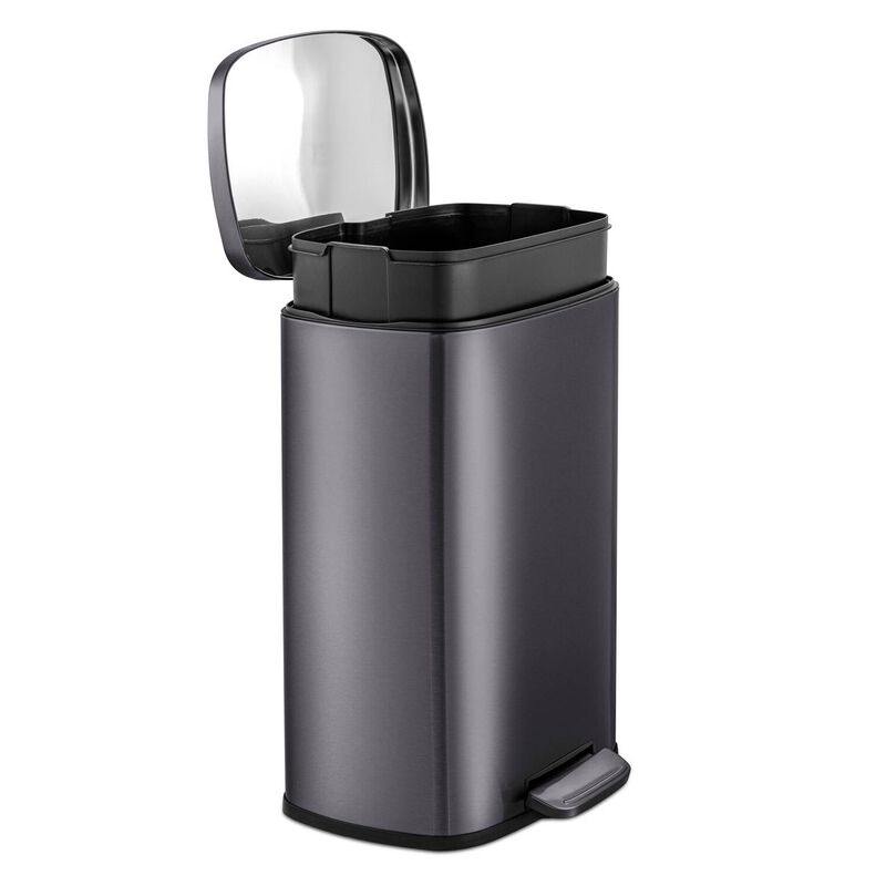 Step Pedal Stainless Steel Trash Can Durable Kitchen Waste Bin with Soft-Close Lid