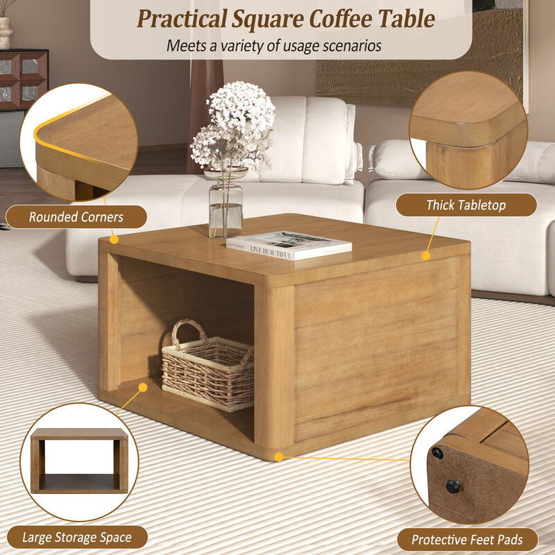 Merax Farmhouse Square Coffee Table for Living Room