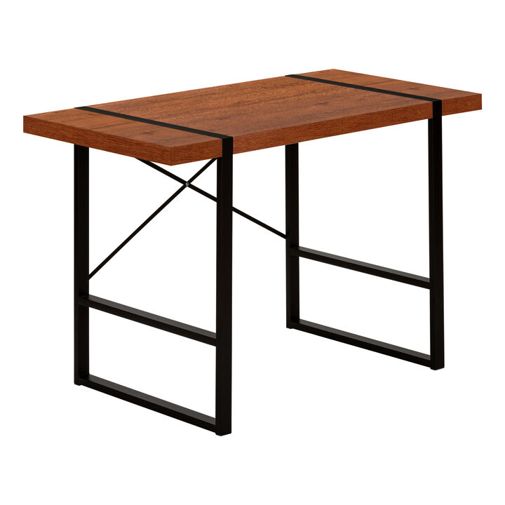 Monarch Specialties I 7656 Computer Desk, Home Office, Laptop, 48"L, Work, Metal, Laminate, Brown, Black, Contemporary, Modern