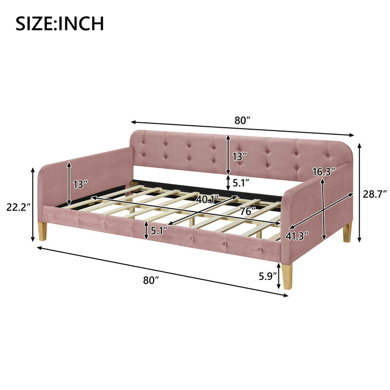 Merax Modern Upholstered Daybed with 4 Support Legs