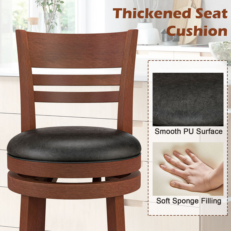 Set of 2 360° Bar Stools with PU Upholstered Seats