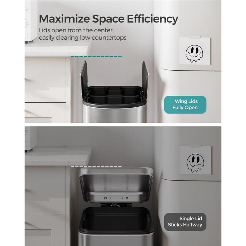 Garbage Can with Wing Lids for Easy Access and Odor Control