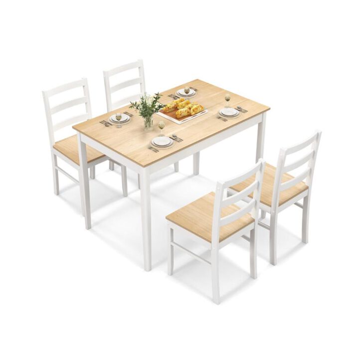 Hivvago 5-Piece Wooden Dining Set with Rectangular Table and 4 Chairs
