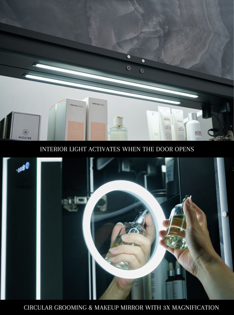 Pagani 48 in. x 32 in. LED Mirror Cabinet with Defogger, Dimmer, Magnifier & USB outlet