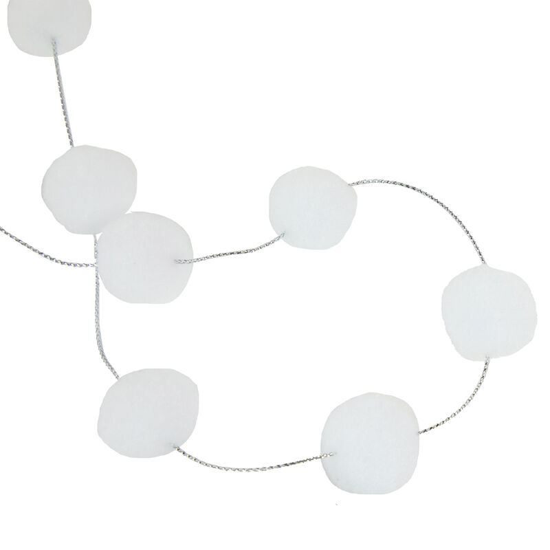9' White Plush Snowball Christmas Garland