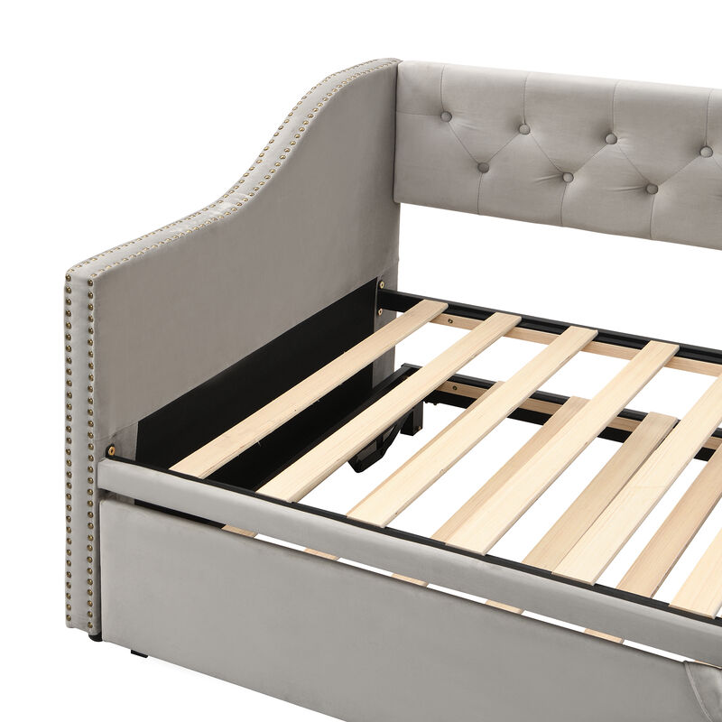 Merax Upholstered Daybed with Pop Up Trundle