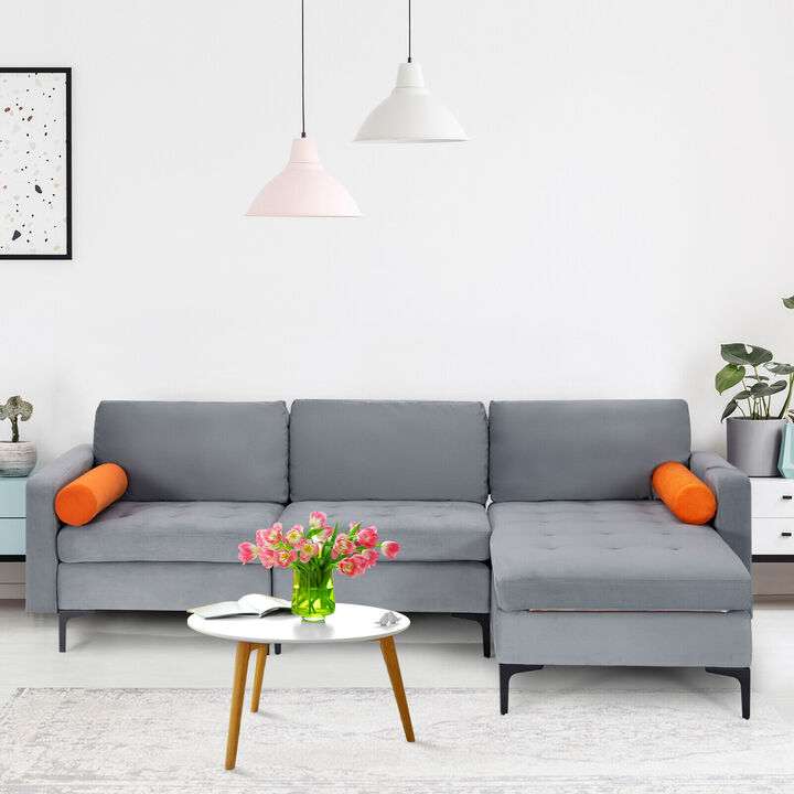 Modern Loveseat Sofa with 2 Bolsters and Side Storage Pocket