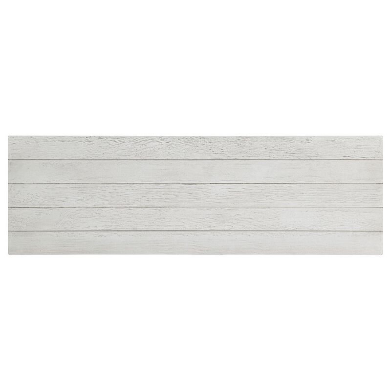 Ayne Console Table, 1 Bottom Shelf, Distressed White Wood, 47 Inch - Benzara