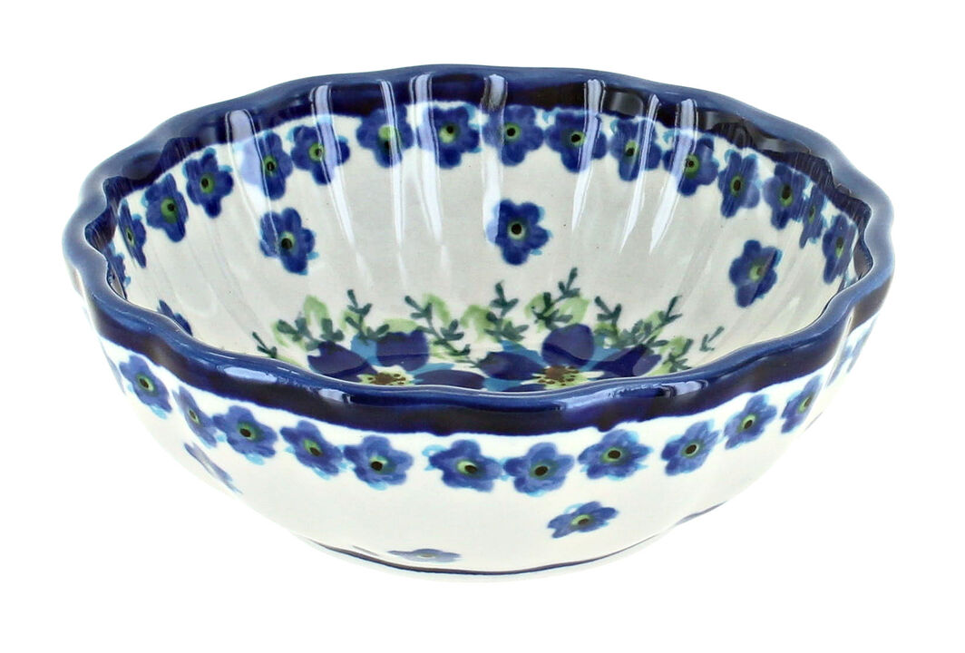 Blue Rose Polish Pottery Peacock Small Scallop Dish