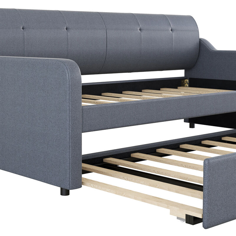 Merax Upholstery Daybed with Trundle and USB Charging Design