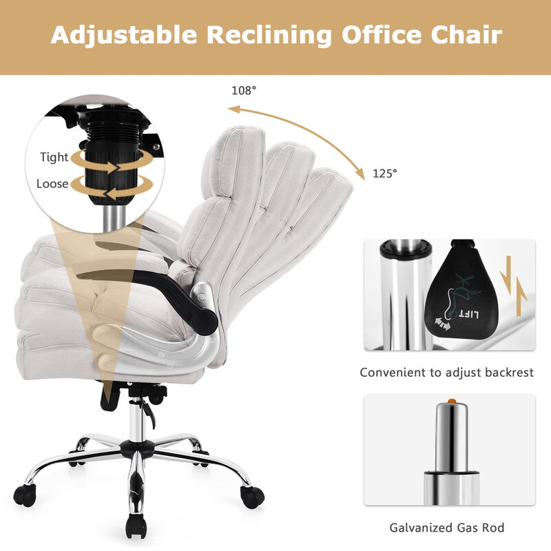 Costway High Back Big & Tall Office Chair Adjustable Swivel w/ Flip-up Arm Red
