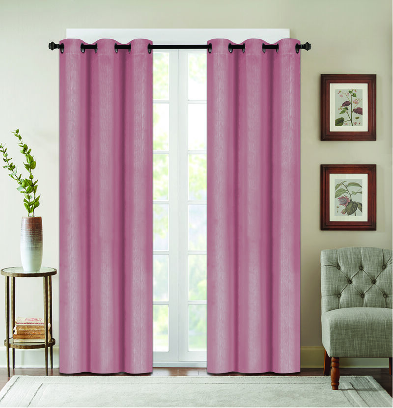 J&V TEXTILES Embossed Solid Blackout Grommet Curtain Panels (Set of 2)