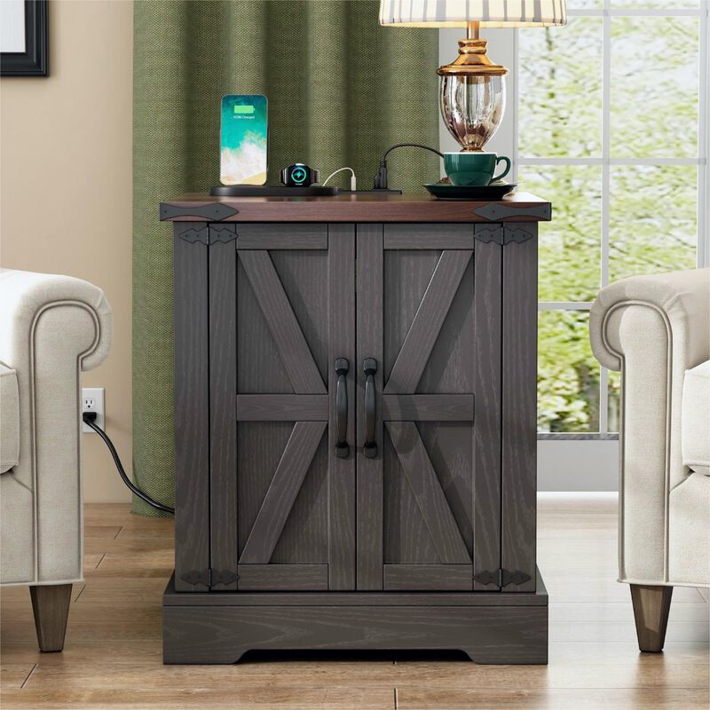 Merax Versatile Side Table End Table with Charging Statio