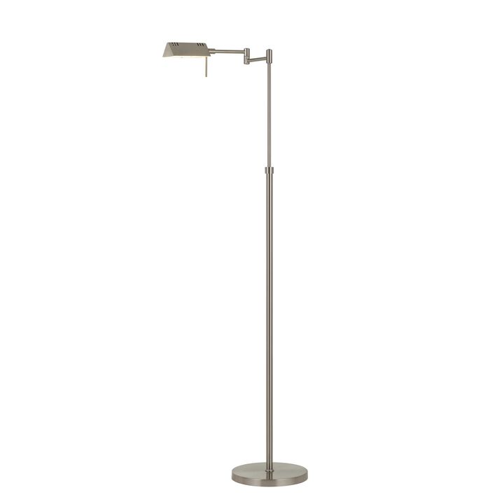 10W LED Adjustable Metal Floor Lamp with Swing Arm, Chrome-Benzara