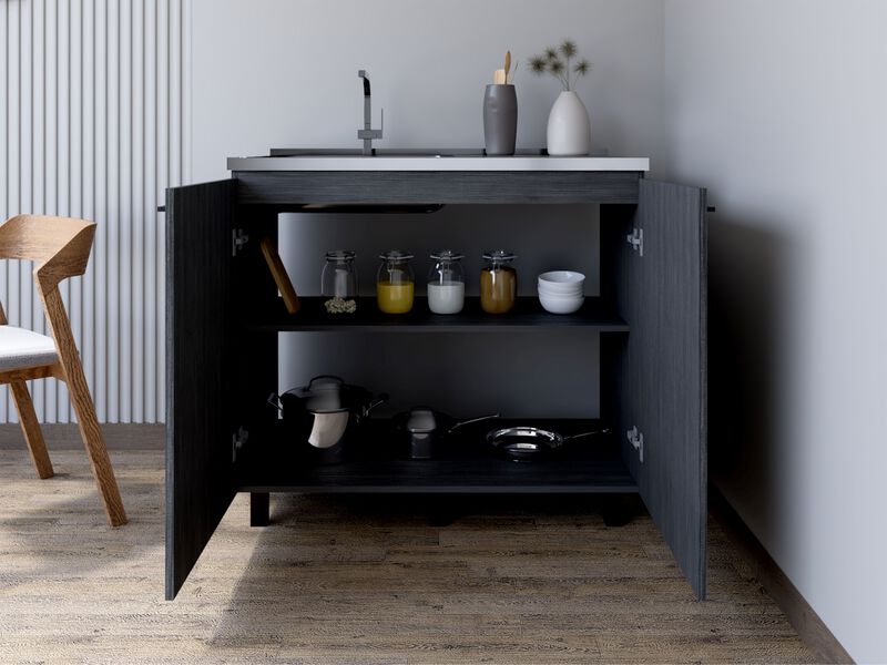 Utility Sink Cabinet Burwood, Kitchen, Smoky Oak