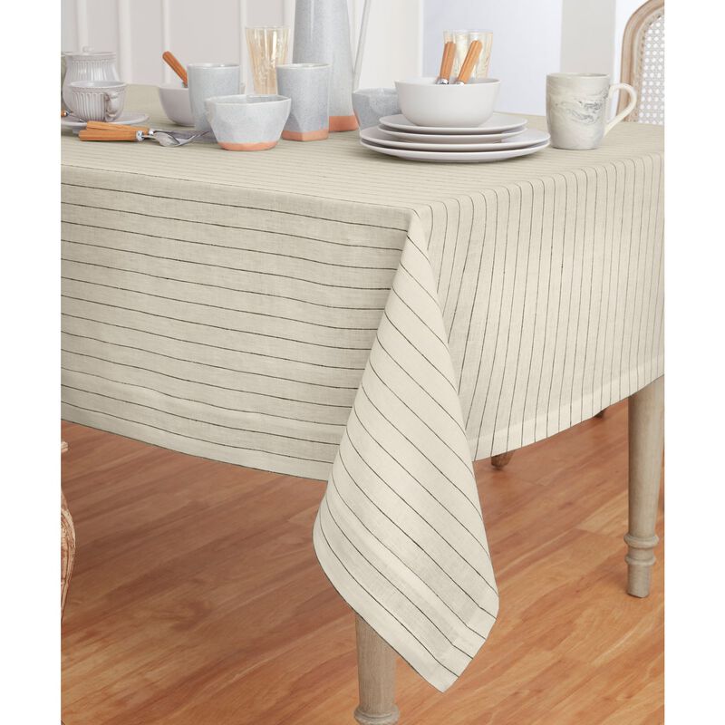 Solino Home 100% Pure Linen Tablecloth | Pinstripe