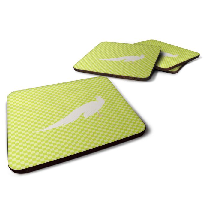 Caroline's Treasures White Peacock Peafowl Green Decorative coasters, 3.5, Multicolor
