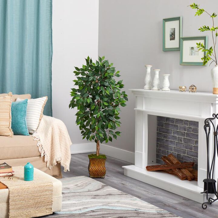 Hivvago 51 Inches Ficus Artificial Tree in Metal Planter