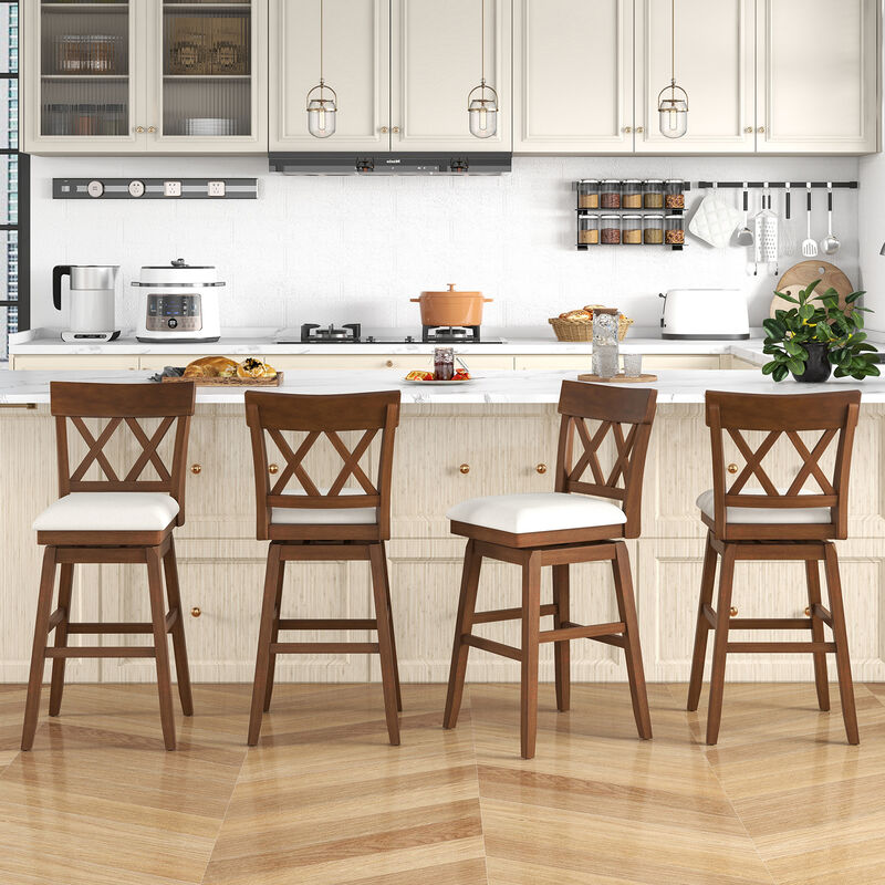 Bar Stool with Contoured Backrest and Swivel Padded Seat