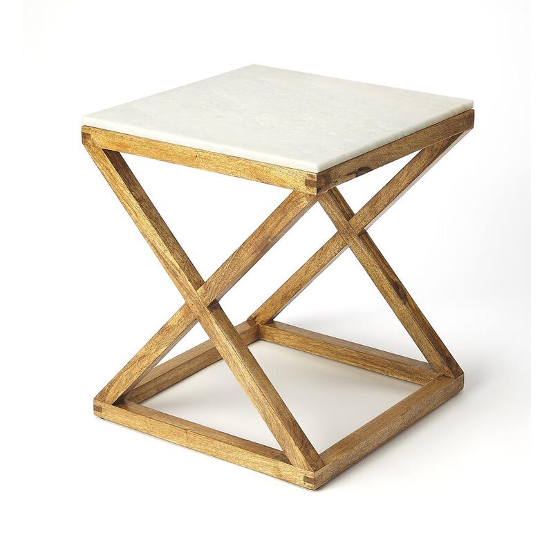 Marble and Wood Accent Table, Belen Kox