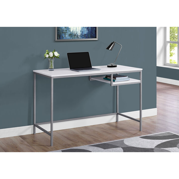 Monarch Specialties I 7368 Computer Desk, Home Office, Laptop, 48"L, Work, Metal, Laminate, White, Grey, Contemporary, Modern