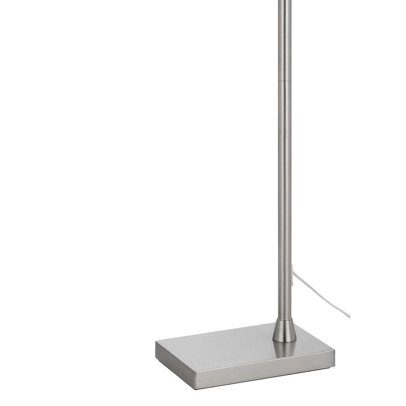 Kime 44-58 Inch Floor Lamp, Adjustable Height, LED, Brushed Steel Finish - Benzara