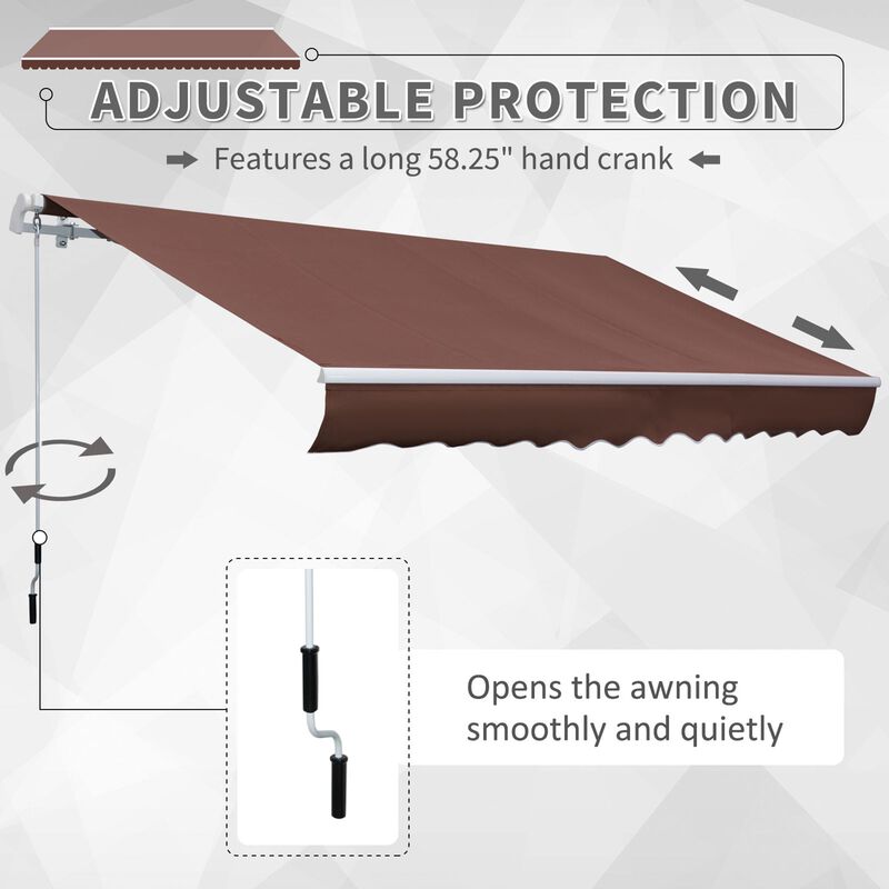 Brown Patio Shield: 12'x8' Manual Retractable Awning