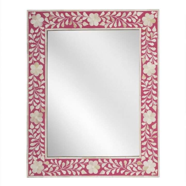Butler Specialty Company Vivienne Pink Bone Inlay Wall Mirrored, Pink