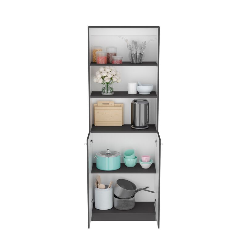 Bookcase Dual-Door Benzoni, Office, Matt Gray / White