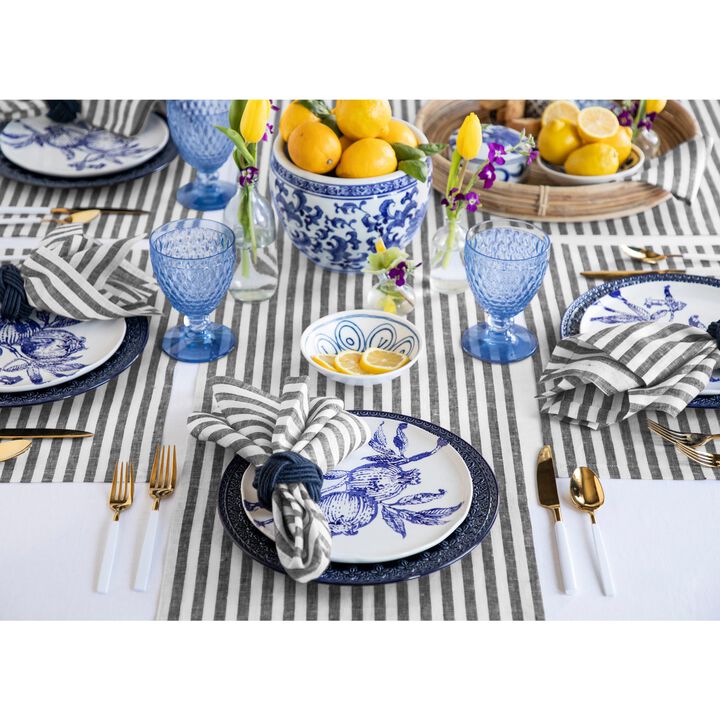 Solino Home 100% Pure Linen Table Runner 14 x 72 Inch | Amalfi Stripe