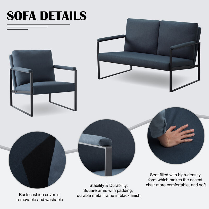 49.2 in. W Square Arm Linen Blend Modern Straight Sofa