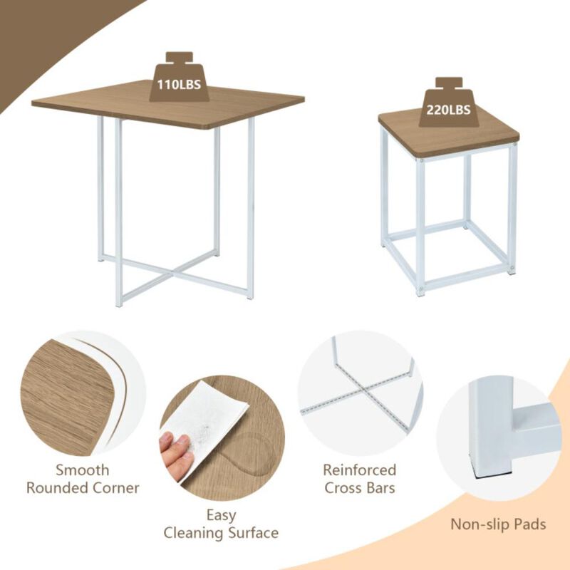 Hivvago 5 Pieces Metal Frame Dining Set with Compact Dining Table and 4 Stools