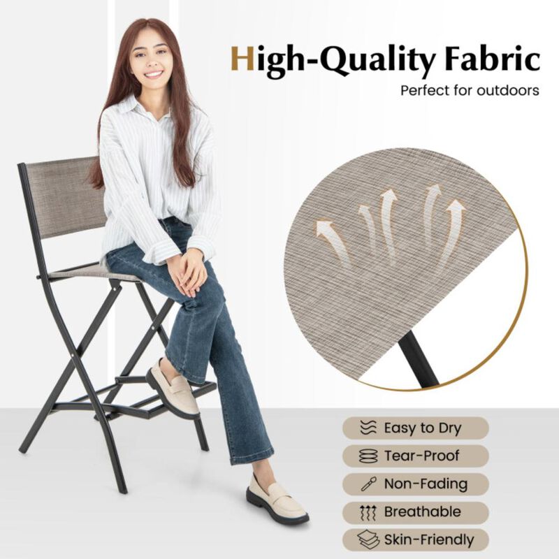 Hivvago Folding Bar Stools Set of 2 Backrest Humanized Footrest