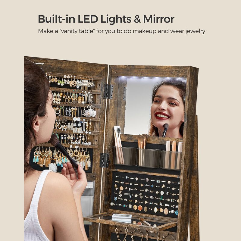 LED Mirror Jewelry Cabinet with Stand for Elegant and Functional Storage