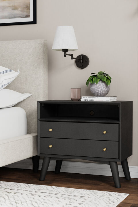 Flynn Large Nightstand, Black