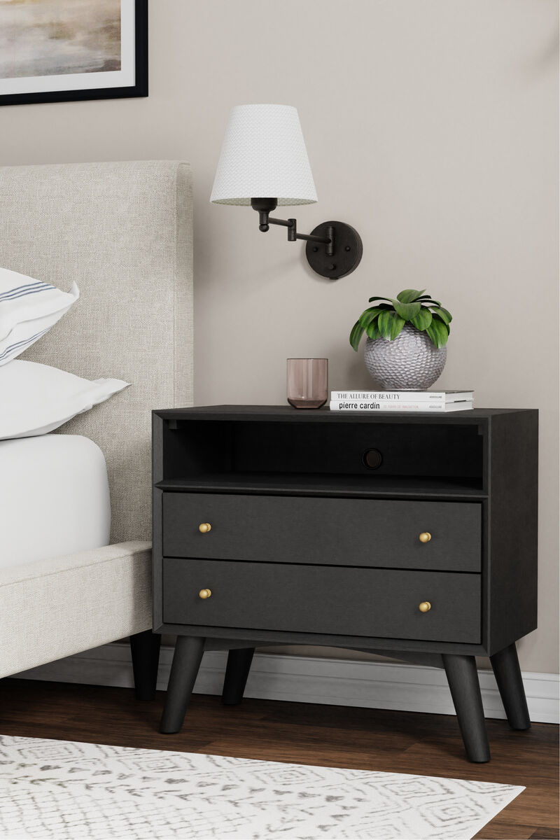 Flynn Large Nightstand, Black