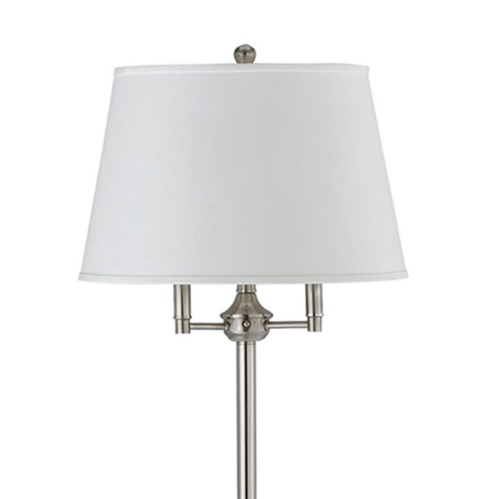 Metal Floor Lamp with Tapered Drum Shade and Stalk Support, Silver-Benzara