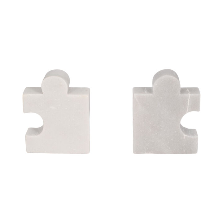 Puzzle Piece Marble Bookends