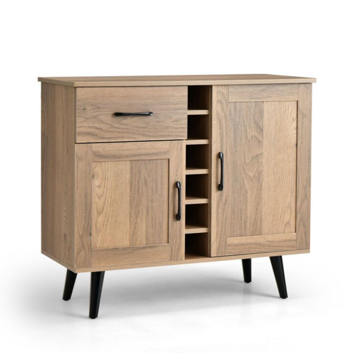 Hivvago 2-Door Buffet Sideboard with 6-Bottle Wine Rack Drawer
