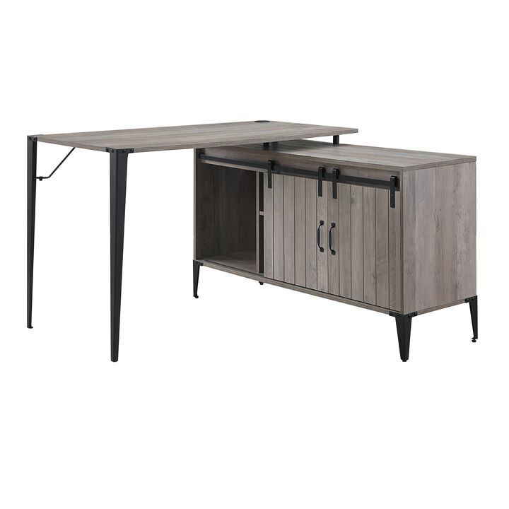ACME Zakwani Writing Desk, Gray Oak & Black Finish