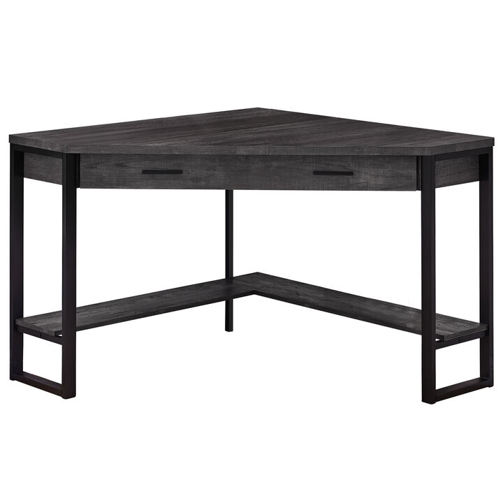 Computer Desk, Home Office, Corner, Storage Drawers, 42"L, Work, Laptop, Metal, Laminate, Black, Contemporary, Modern