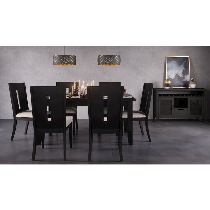 Jofran Urban Icon Contemporary 66 Seven-Piece Dining Set with Upholstered Chairs
