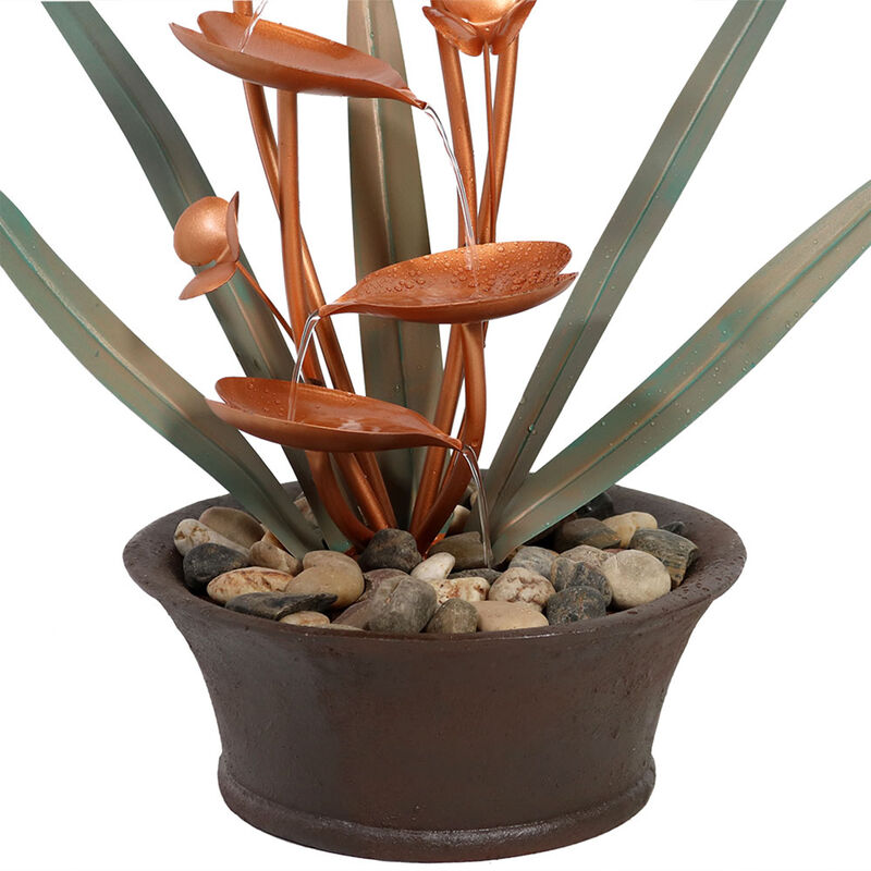 Sunnydaze Copper Flower Blossoms Outdoor Garden Water Fountain - 28 in