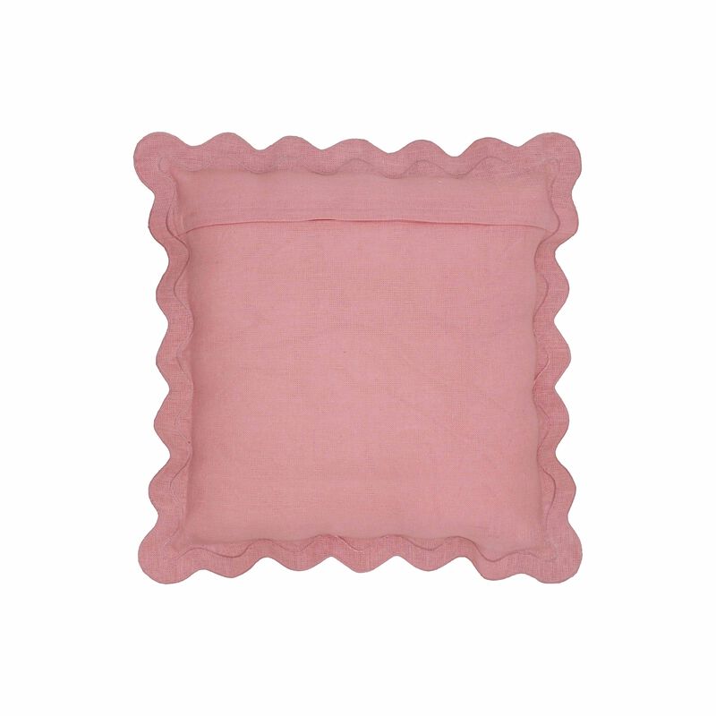 Scalloped Edge Magenta and Pink Cotton Velvet Throw Pillow