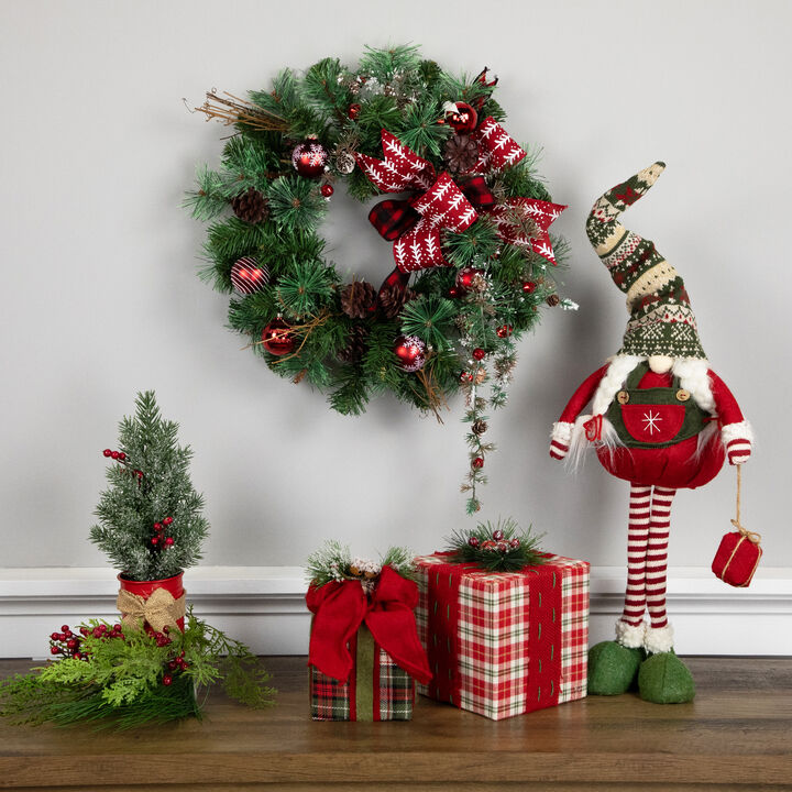 Country Mixed Pine Artificial Christmas Wreath  16-Inch  Unlit