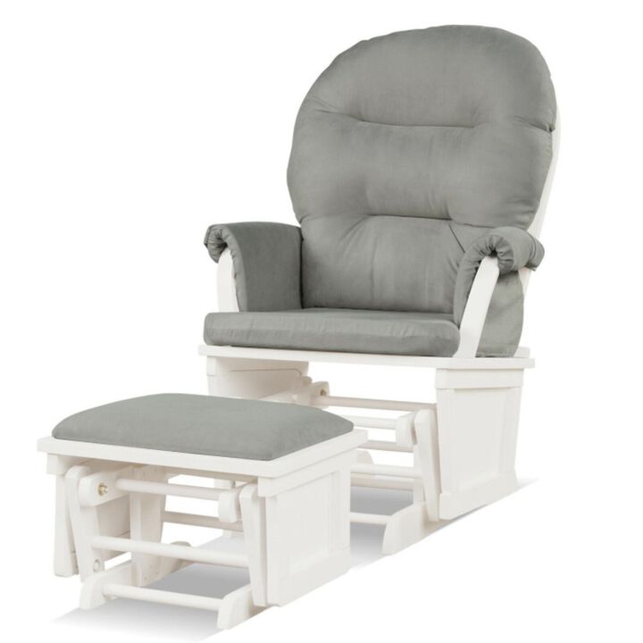 Hivvago Wood Baby Glider and Ottoman Cushion Set with Padded Armrests for Nursing