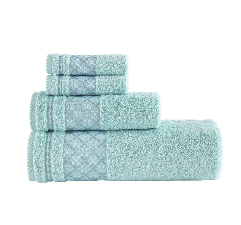 KAFTHAN Textile Plaid Turkish Cotton Bath Towels (Set of 4)