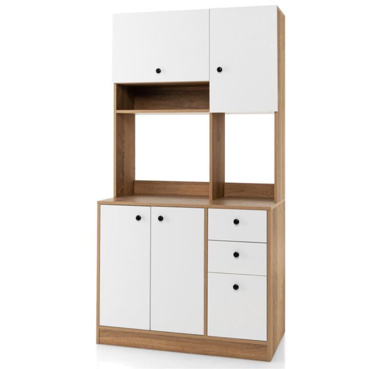 Hivvago 71 Inch Kitchen Pantry with 3 Storage Cabinet and 3 Deep Drawers