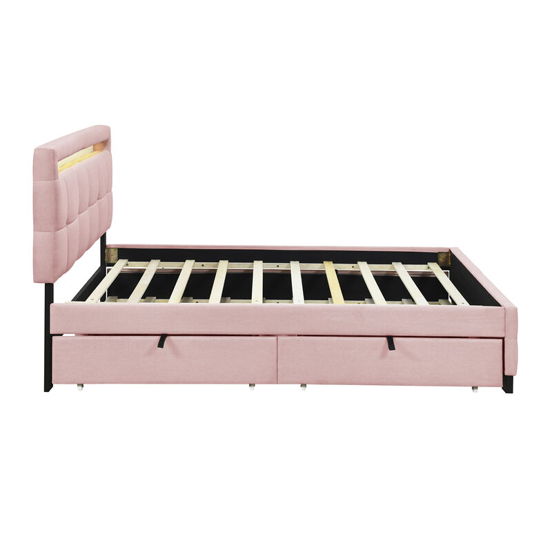 Merax Upholstered Platform Bed with LED Frame