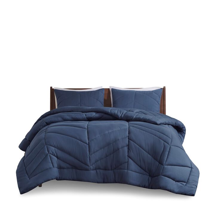 Gracie Mills Solid Quilted Chevron Comforter Set with 350 GSM Polyfill
